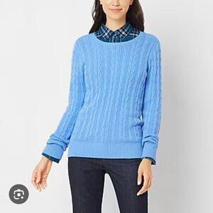 St. John's Bay Crew Neck Long Sleeve Cable Knit Pullover Sweater sz S